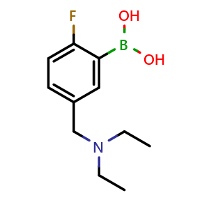 Chemical structure of 5-((Diethylamino)methyl)-2-fluorophenylboronic acid , CAS 1334226-26-4, AChemBlock N26297