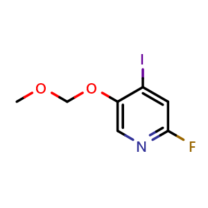 Chemical structure of 2-Fluoro-4-iodo-5-(methoxymethoxy)pyridine , CAS 1034467-27-0, AChemBlock N26302