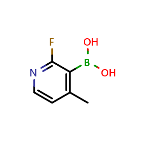 Chemical structure of 2-Fluoro-4-methylpyridine-3-boronic acid , CAS 1029654-30-5, AChemBlock N26304