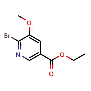 Chemical structure of Ethyl 6-bromo-5-methoxypyridine-3-carboxylate , CAS 1807164-26-6, AChemBlock N26306