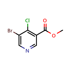 Chemical structure of Methyl 5-bromo-4-chloronicotinate , CAS 1256808-62-4, AChemBlock N26316