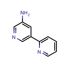 Chemical structure of [2,3'-Bipyridin]-5'-amine , CAS 1245745-55-4, AChemBlock N26318