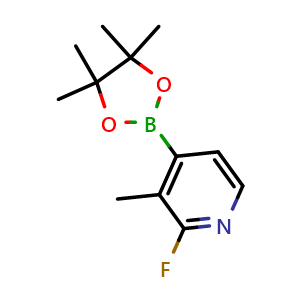 Chemical structure of 2-fluoro-3-methyl-4-(4,4,5,5-tetramethyl-1,3,2-dioxaborolan-2-yl)pyridine , CAS 1310383-57-3, AChemBlock N26327