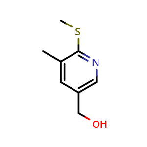 Chemical structure of (5-Methyl-6-methylsulfanyl-pyridin-3-yl)-methanol , CAS 1355179-37-1, AChemBlock N26334