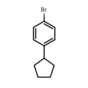Chemical structure of 1-Bromo-4-cyclopentylbenzene , CAS 59734-91-7, AChemBlock N26374