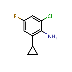 Chemical structure of 2-Chloro--6-cyclopropyl-4-fluoroaniline , CAS 1449008-07-4, AChemBlock N26379