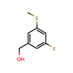 Chemical structure of 5-Fluoro-3-(methylthio)benzyl alcohol , CAS 851785-58-5, AChemBlock N26387