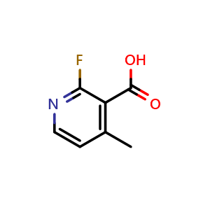 Chemical structure of 2-Fluoro-4-methylpyridine-3-carboxylic acid , CAS 1060804-77-4, AChemBlock N26390
