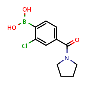 Chemical structure of 2-Chloro-4-(1-pyrrolidinylcarbonyl)phenylboronic acid , CAS 1449131-93-4, AChemBlock N26391