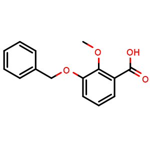 Chemical structure of 3-(Benzyloxy)-2-methoxybenzoic acid , CAS 23806-64-6, AChemBlock N26407