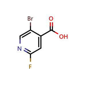 Chemical structure of 5-Bromo-2-fluoroisonicotinic acid , CAS 1214377-40-8, AChemBlock N26408