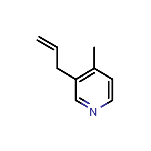 Chemical structure of 4-Methyl-3-(prop-2-en-1-yl)pyridine , CAS 1314908-61-6, AChemBlock N26419