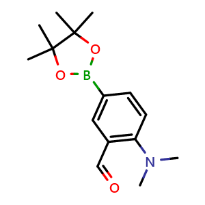 Chemical structure of 2-(dimethylamino)-5-(4,4,5,5-tetramethyl-1,3,2-dioxaborolan-2-yl)benzaldehyde , CAS 1356400-78-6, AChemBlock N26465