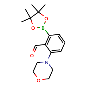 Chemical structure of 2-morpholino-6-(4,4,5,5-tetramethyl-1,3,2-dioxaborolan-2-yl)benzaldehyde , CAS 2121512-13-6, AChemBlock N26467