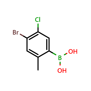 Chemical structure of 4-Bromo-5-chloro-2-methylphenylboronic acid , CAS 1451391-48-2, AChemBlock N26482