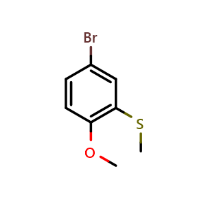 Chemical structure of 5-Bromo-2-methoxythioanisole , CAS 66623-79-8, AChemBlock N26499