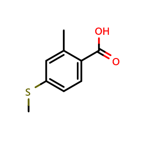 Chemical structure of 2-Methyl-4-(methylsulfanyl)benzoic acid , CAS 118939-08-5, AChemBlock N26500
