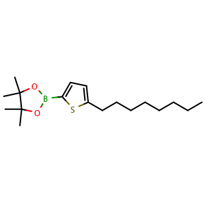 Chemical structure of 4,4,5,5-tetramethyl-2-(5-octylthiophen-2-yl)-1,3,2-dioxaborolane , CAS 925424-90-4, AChemBlock N26505