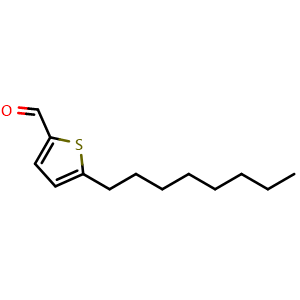 Chemical structure of 5-n-Octylthiophene-2-carbaldehyde , CAS 73792-02-6, AChemBlock N26517