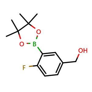 Chemical structure of [4-Fluoro-3-(tetramethyl-1,3,2-dioxaborolan-2-yl)phenyl]methanol , CAS 1333264-06-4, AChemBlock N26519