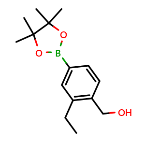 Chemical structure of (2-ethyl-4-(4,4,5,5-tetramethyl-1,3,2-dioxaborolan-2-yl)phenyl)methanol , CAS 2121511-40-6, AChemBlock N26548