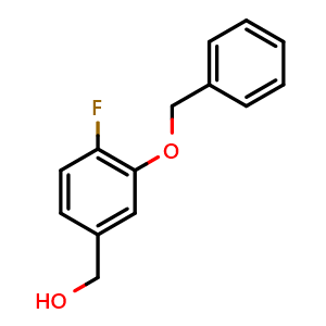 Chemical structure of 4-Fluoro-3-(phenylmethoxy)benzenemethanol , CAS 959251-11-7, AChemBlock N26552