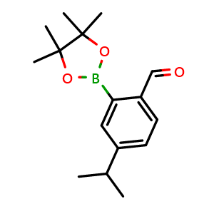 Chemical structure of 4-Isopropyl-2-(4,4,5,5-tetramethyl-1,3,2-dioxaborolan-2-yl)benzaldehyde , CAS 1353580-66-1, AChemBlock N26553