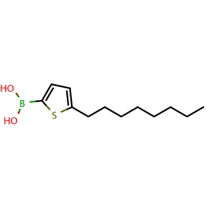 Chemical structure of 5-n-Octylthiophene-2-boronic acid , CAS 949933-17-9, AChemBlock N26565