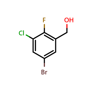Chemical structure of (5-Bromo-3-chloro-2-fluorophenyl)methanol , CAS 1514304-24-5, AChemBlock N26572