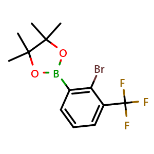 Chemical structure of 2-(2-bromo-3-(trifluoromethyl)phenyl)-4,4,5,5-tetramethyl-1,3,2-dioxaborolane , CAS 2121513-56-0, AChemBlock N26577
