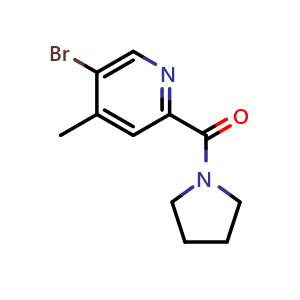 Chemical structure of 5-Bromo-4-methyl-2-(pyrrolidin-1-ylcarbonyl)pyridine , CAS 1809161-69-0, AChemBlock N26584