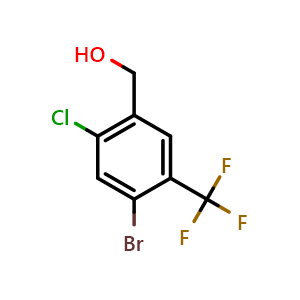 Chemical structure of 4-Bromo-2-chloro-5-(trifluoromethyl)benzyl alcohol , CAS 1809161-59-8, AChemBlock N26588