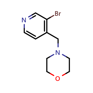 Chemical structure of 4-(3-Bromo-pyridin-4-ylmethyl)morpholine , CAS 1449008-29-0, AChemBlock N26605