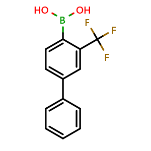 Chemical structure of 3-(trifluoromethyl)biphenyl-4-ylboronic acid , CAS 2121512-52-3, AChemBlock N26610