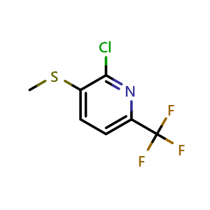 Chemical structure of 2-Chloro-3-methylthio-6-(trifluoromethyl)pyridine , CAS 1809161-56-5, AChemBlock N26626