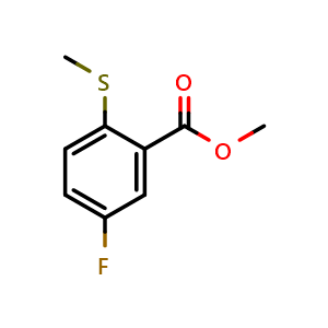 Chemical structure of Methyl 5-fluoro-2-(methylthio)benzoate , CAS 1879026-30-8, AChemBlock N26634