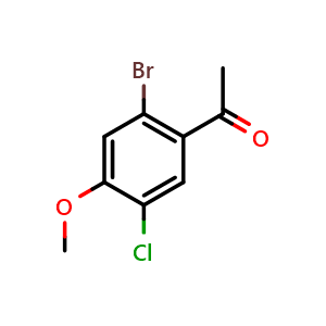 Chemical structure of 2-Bromo-5-chloro-4-methoxyacetophenone , CAS 1809168-61-3, AChemBlock N26636
