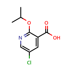 Chemical structure of 5-Chloro-2-(propan-2-yloxy)pyridine-3-carboxylic acid , CAS 1807339-23-6, AChemBlock N26646