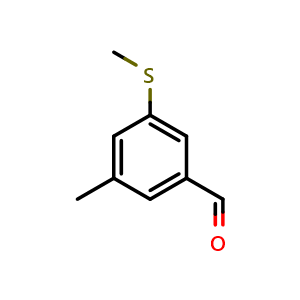Chemical structure of 3-Methyl-5-(methylthio)benzaldehyde , CAS 1289089-92-4, AChemBlock N26647
