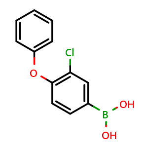 Chemical structure of 3-Chloro-4-phenoxyphenylboronic acid , CAS 2095461-96-2, AChemBlock N26669