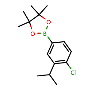 Chemical structure of 2-(4-Chloro-3-isopropylphenyl)-4,4,5,5-tetramethyl-1,3,2-dioxaborolane , CAS 2121511-69-9, AChemBlock N26673
