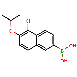 Chemical structure of 5-Chloro-6-isopropoxynaphthalene-2-boronic acid , CAS 2121511-61-1, AChemBlock N26682