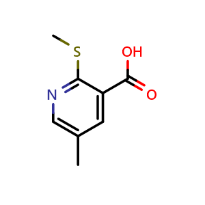 Chemical structure of 2-(Methylthio)-5-methylpyridine-3-carboxylic acid , CAS 1809158-18-6, AChemBlock N26685