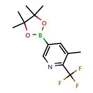 Chemical structure of 3-methyl-5-(4,4,5,5-tetramethyl-1,3,2-dioxaborolan-2-yl)-2-(trifluoromethyl)pyridine , CAS 2121511-95-1, AChemBlock N26689