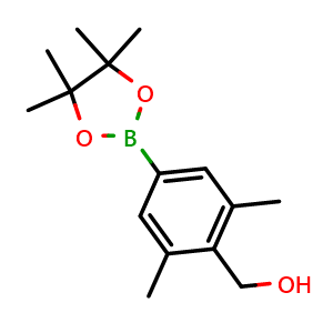 Chemical structure of (2,6-dimethyl-4-(4,4,5,5-tetramethyl-1,3,2-dioxaborolan-2-yl)phenyl)methanol , CAS 2121514-08-5, AChemBlock N26692