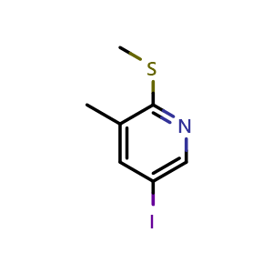 Chemical structure of 5-Iodo-3-methyl-2-(methylthio)pyridine , CAS 1809158-03-9, AChemBlock N26703