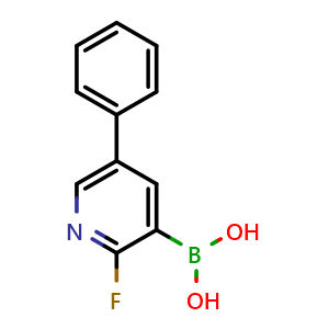 Chemical structure of 2-Fluoro-5-phenylpyridine-3-boronic acid , CAS 2121514-00-7, AChemBlock N26707