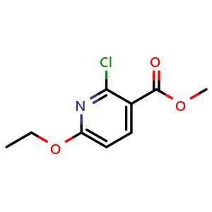 Chemical structure of Methyl 2-chloro-6-ethoxynicotinate , CAS 888740-55-4, AChemBlock N26714