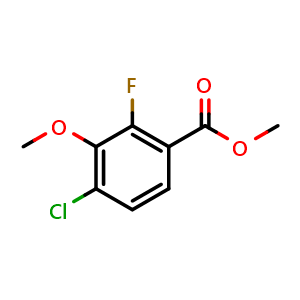 Chemical structure of Methyl 4-chloro-2-fluoro-3-methoxybenzoate , CAS 1993479-28-9, AChemBlock N26723