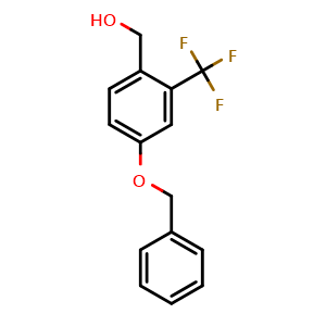 Chemical structure of 4-Benzyloxy-2-(trifluoromethyl)benzayl alcohol , CAS 1253188-22-5, AChemBlock N26732